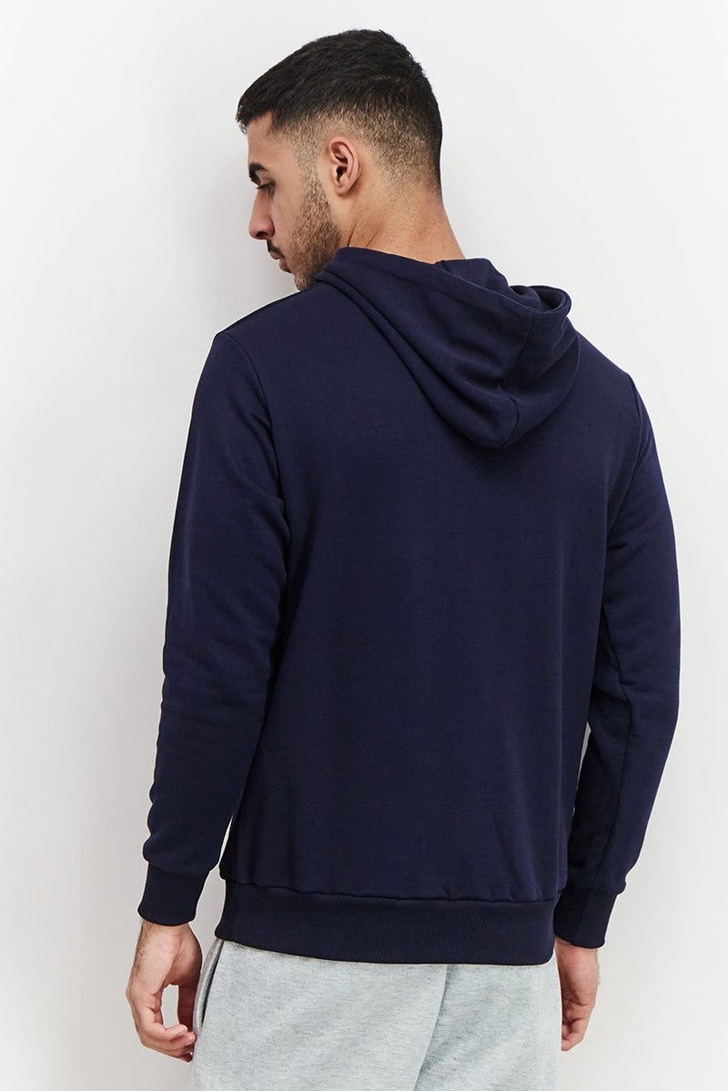 Baldinini Men Hooded Brand Logo Print Long Sleeves Sweatshirt, Blue and Red - Image 3