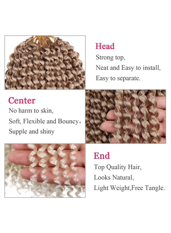 Leeven 7 Packs 12 Inch Passion Twist Hair Ombre Blonde Water Wave Crochet Braids for Passion Twist Crochet Braiding Hair Short Bob Distressed Butterfly Locs Hair Extensions T27/613# - Image 3