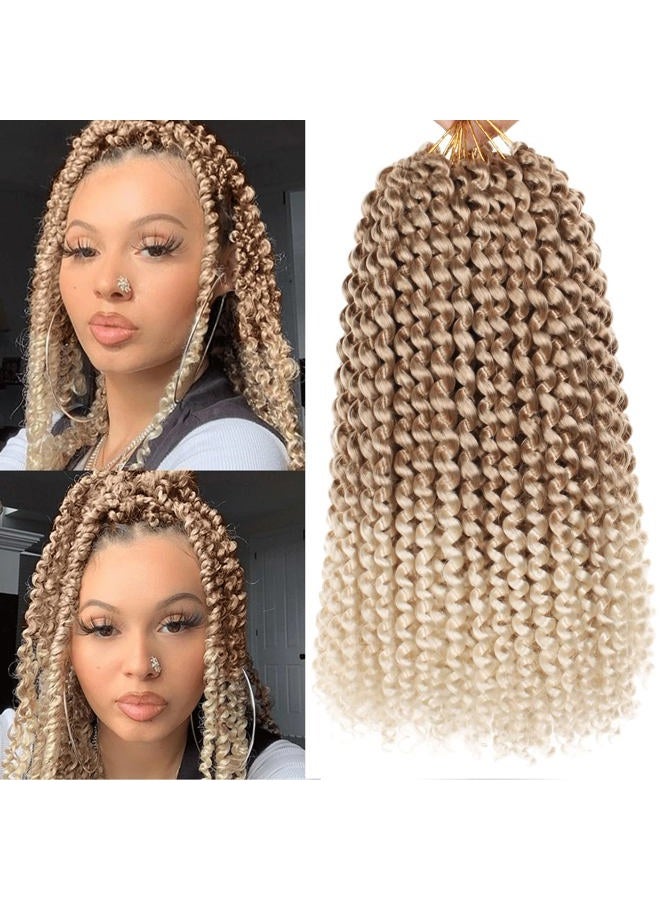 Leeven 7 Packs 12 Inch Passion Twist Hair Ombre Blonde Water Wave Crochet Braids for Passion Twist Crochet Braiding Hair Short Bob Distressed Butterfly Locs Hair Extensions T27/613# - Image 1