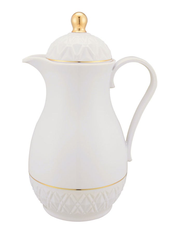 REEM - Plastic Coffee/Tea Flask 1 Liter Ivory/Gold - Image 1