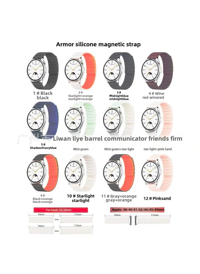 Generic - Armored Silicone Magnetic Strap For Smart Watch Apple Iwatch Strap Exclusive-Color:Color Remarks 42/44/45/49mm - Image 1