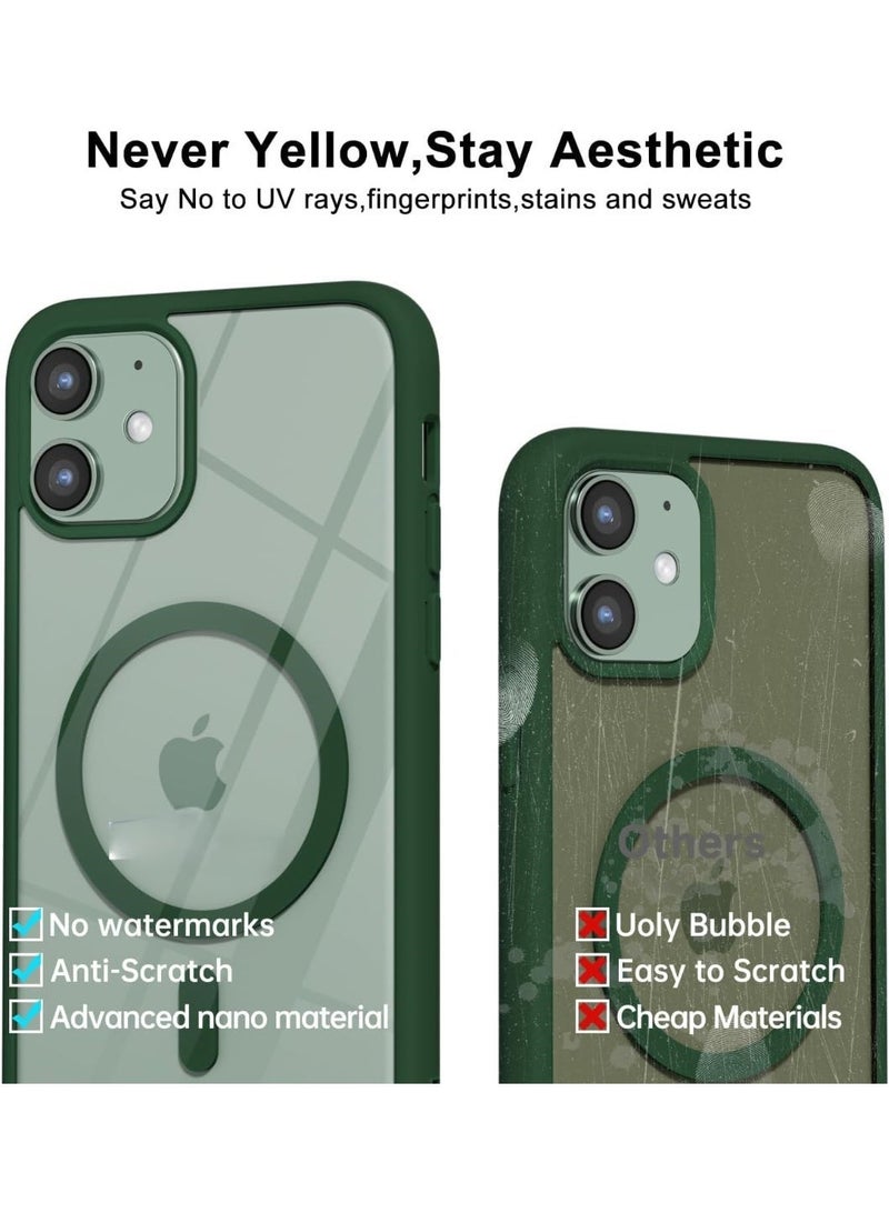 أكاليكس جراب مغناطيسي شفاف لهاتف iPhone 12 و iPhone 12 Pro [مقاوم للصدمات ونحيف] غطاء خلفي صلب شفاف مع حماية عالية الجودة | أخضر داكن - Image 4