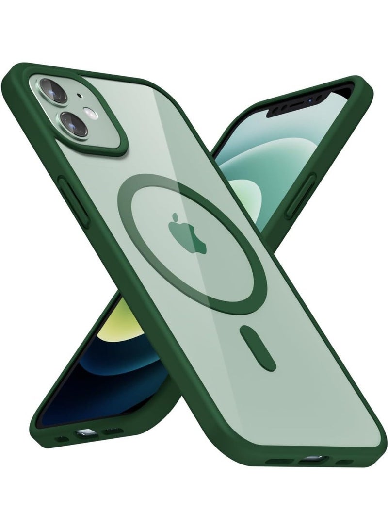 أكاليكس جراب مغناطيسي شفاف لهاتف iPhone 12 و iPhone 12 Pro [مقاوم للصدمات ونحيف] غطاء خلفي صلب شفاف مع حماية عالية الجودة | أخضر داكن - Image 1