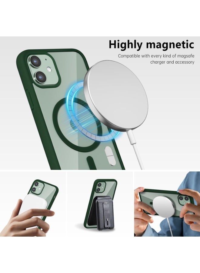 أكاليكس جراب مغناطيسي شفاف لهاتف iPhone 12 و iPhone 12 Pro [مقاوم للصدمات ونحيف] غطاء خلفي صلب شفاف مع حماية عالية الجودة | أخضر داكن - Image 3