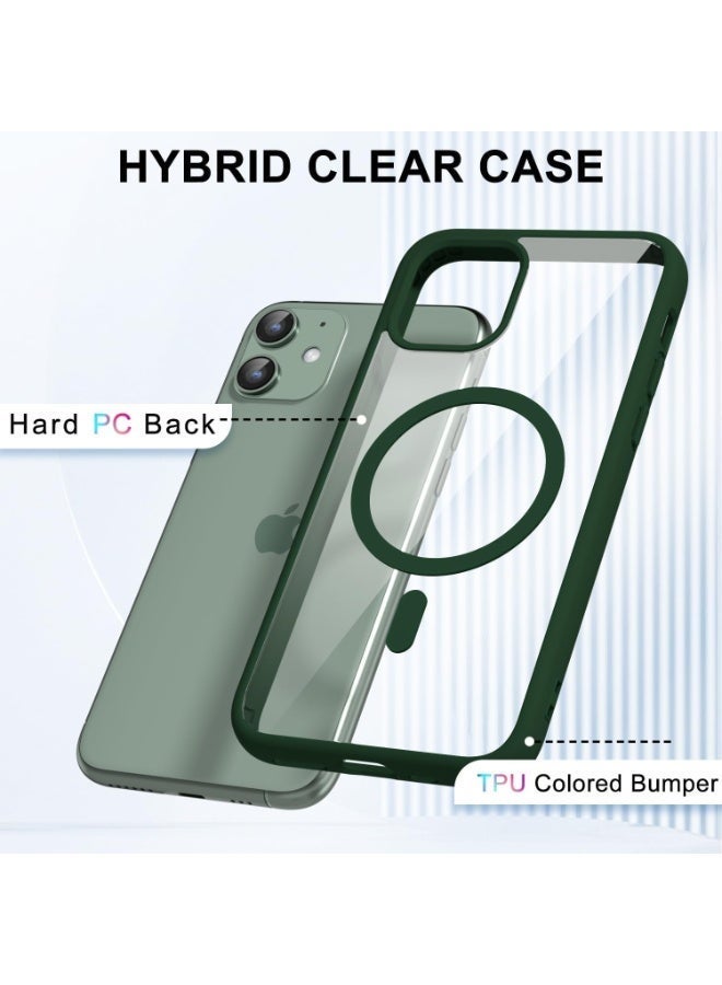 أكاليكس جراب مغناطيسي شفاف لهاتف iPhone 12 و iPhone 12 Pro [مقاوم للصدمات ونحيف] غطاء خلفي صلب شفاف مع حماية عالية الجودة | أخضر داكن - Image 2