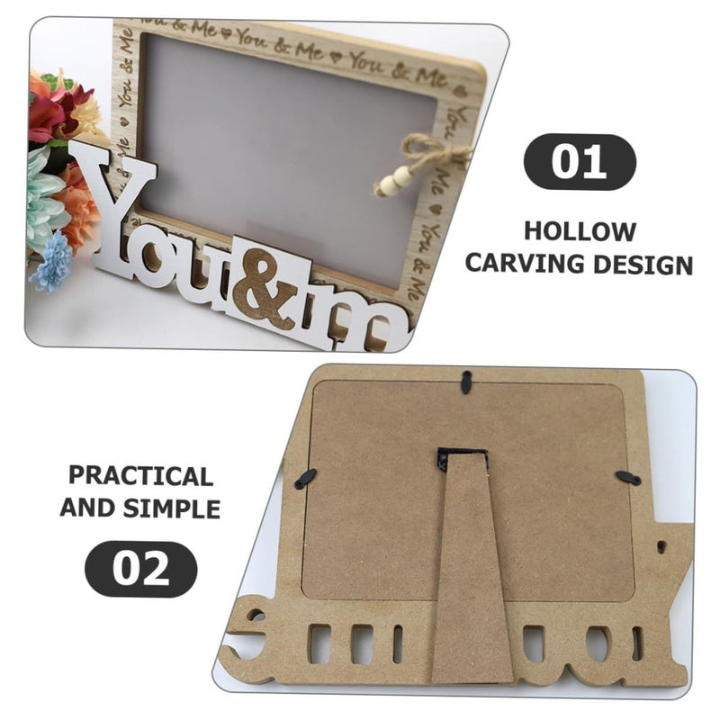 Wooden Hollow Carved Wedding Picture Frame Desktop Tabletop Photo Frame Home Decor Standing - Image 4