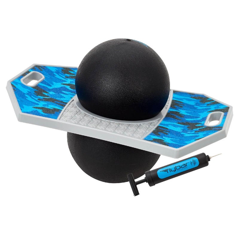 Flybar Pogo Trick Ball for Kids Trick Bounce Board for Boys and Girls Ages 6 Up to 160 lbs Includes Pump Easy to Carry Handle Durable Plastic Deck Indoor Outdoor Toy Pogo Jumper Blue Camo - Image 2