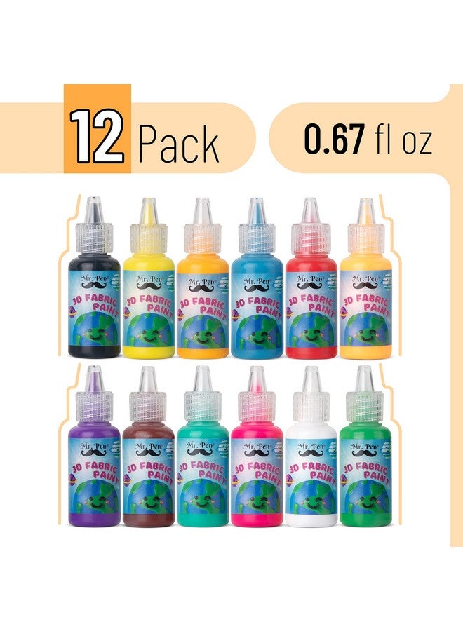 Mr. Pen 3D Fabric Paint Set 12 Colors 0.67 Oz 3D Paint For Fabric Paint For Fabric 3D Paint For Clothing Tshirt Paint Fabric Paint For Clothes - Image 2
