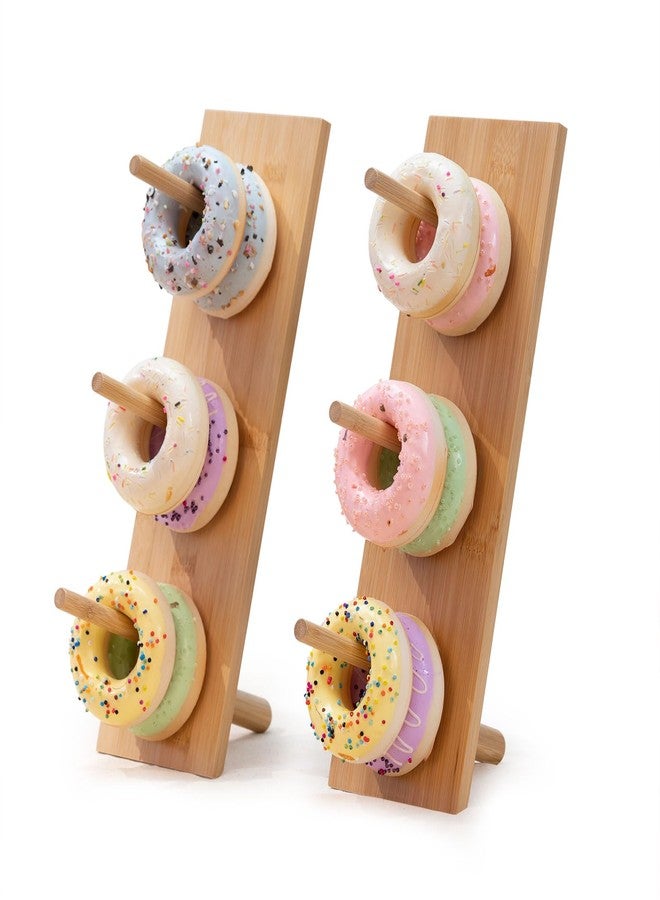 Aimto Donut Wall Stand Wooden Doughnut Display Stand Dessert Table Decoration for Party, Dessert Table,Birthday, Wedding, Baby Shower, Bridal Showers, Pack of 2（Bamboo） - Image 1