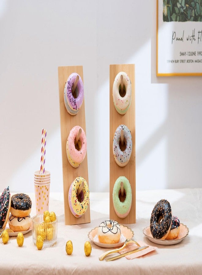 Aimto Donut Wall Stand Wooden Doughnut Display Stand Dessert Table Decoration for Party, Dessert Table,Birthday, Wedding, Baby Shower, Bridal Showers, Pack of 2（Bamboo） - Image 5