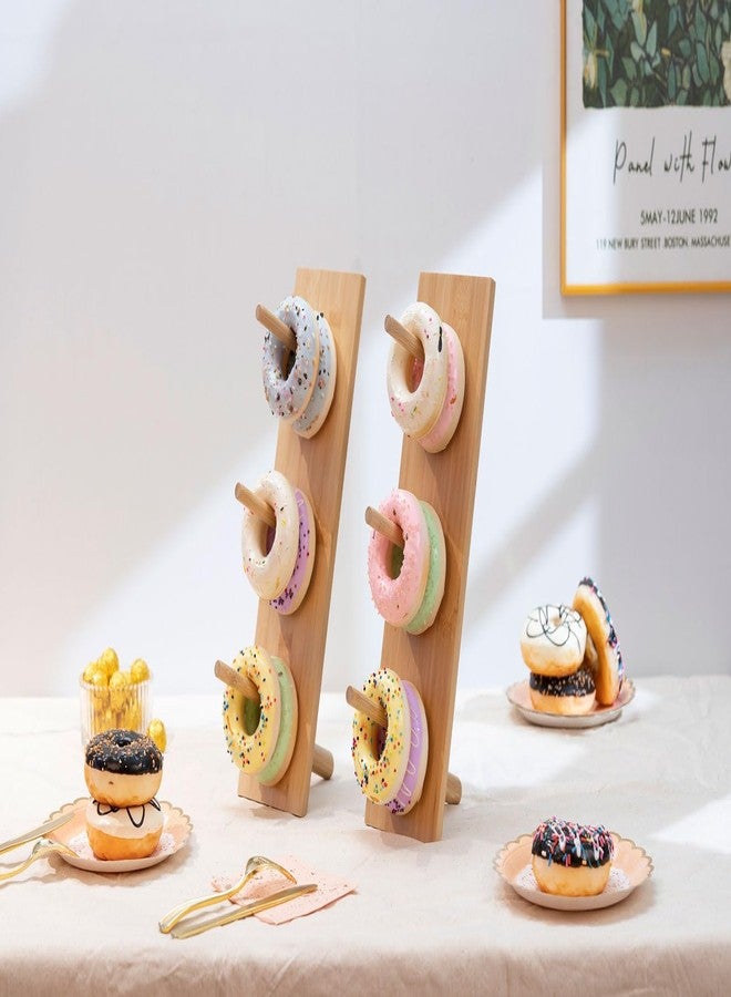 Aimto Donut Wall Stand Wooden Doughnut Display Stand Dessert Table Decoration for Party, Dessert Table,Birthday, Wedding, Baby Shower, Bridal Showers, Pack of 2（Bamboo） - Image 4