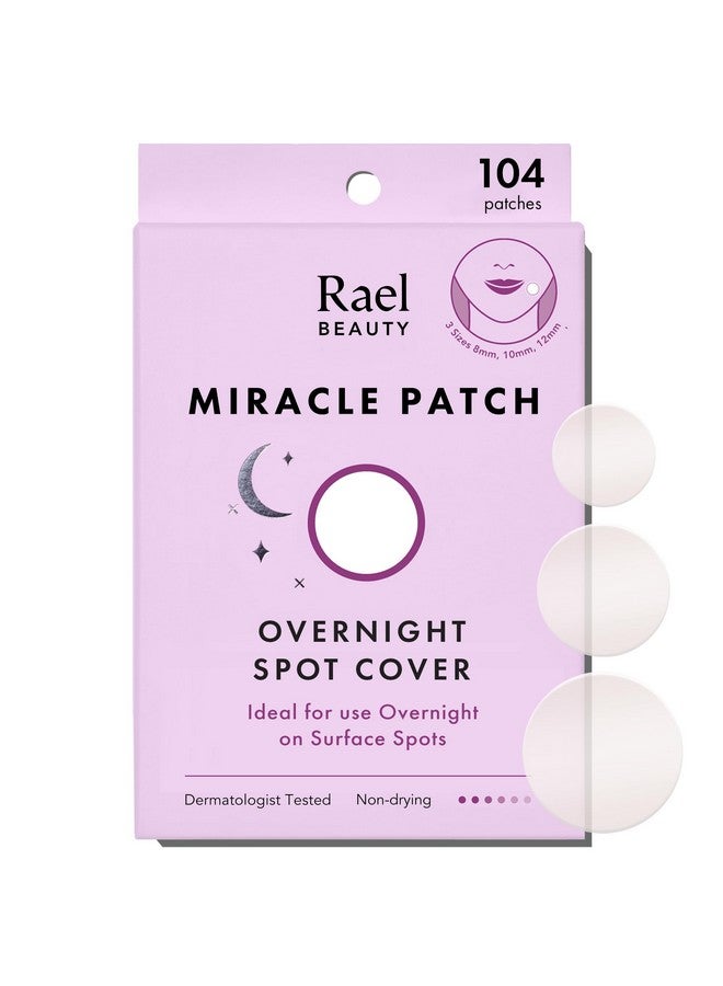Rael Pimple Patches, Miracle Overnight Spot Cover - Hydrocolloid Acne Patch For Face, Zit & Blemish, Thicker & Extra Adhesion, All Skin Types, Vegan, Cruelty Free, 3 Sizes (104 Count) - Image 1