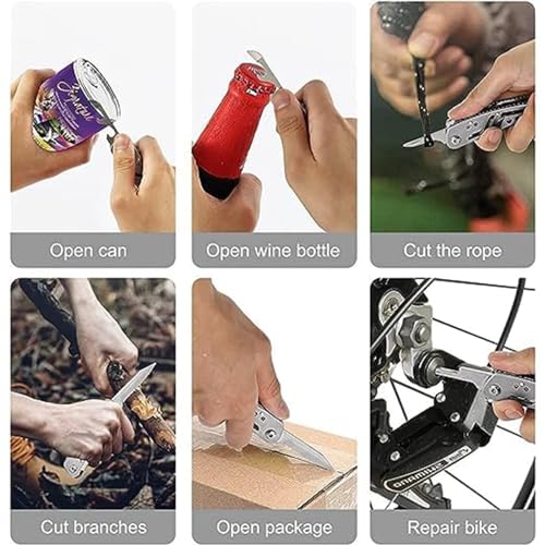 SKYTONE® 24 in 1 Multi-function Plier Tools Made of Stainless Steel with 11 Screwdriver bits with Safety Hook, Bottle Opener, Multifunction Pliers for Outdoor Backpacking & Gifting (24 In 1) - Image 2