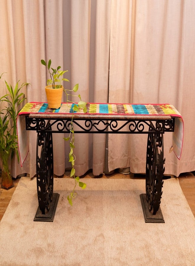 زيبا مفرش طاولة من مزيج القطن من زيبا وورلد، بنقشة زهور هندسية، مناسب لأربعة أو ستة أشخاص، مثالي لغرفة المعيشة أو غرفة الطعام | 30 سم × 210 سم؛ 12 بوصة × 84 بوصة - Image 2