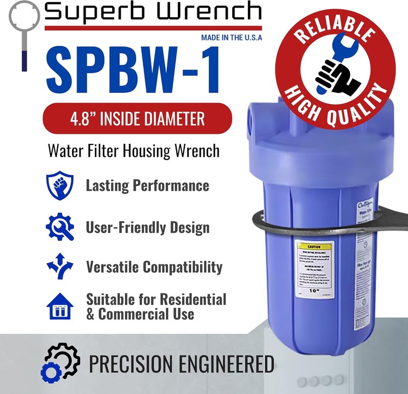 Superb Wrench SPBW-1 Heavy Duty Metal Water Filter Housing Wrench (4.8 inch Inside Diameter) - Image 2