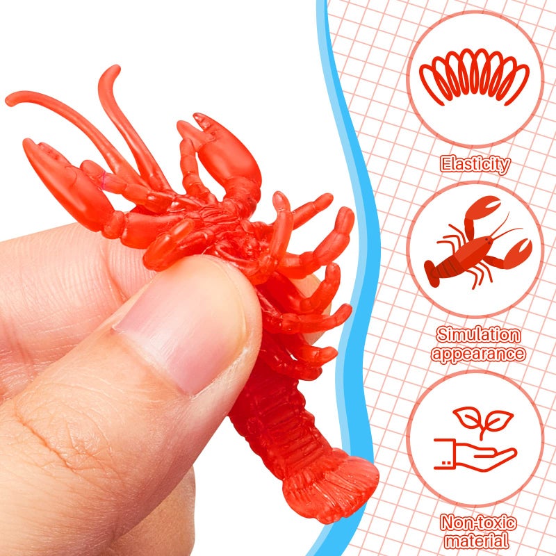 Lewtemi 50 Pcs Mini Fake Crawfish Toy Decorations Red Soft Tpr Rubber Lobster Models Decor For Early Education Teaching Aids  Food Models  Pendants  Party Shooting Props - Image 3