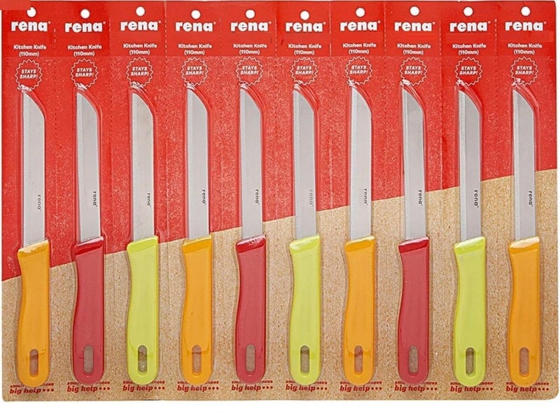 rena germany Stainless Steel Kitchen Knife Set, Serrated Knife Set, Multipurpose Utility Knives for Household, Professional Quality for Cooking and Baking (110 mm, 10) - Image 3