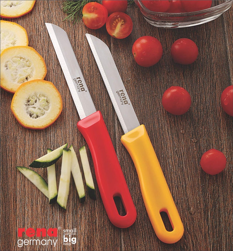 rena germany Stainless Steel Kitchen Knife Set, Serrated Knife Set, Multipurpose Utility Knives for Household, Professional Quality for Cooking and Baking (110 mm, 10) - Image 2