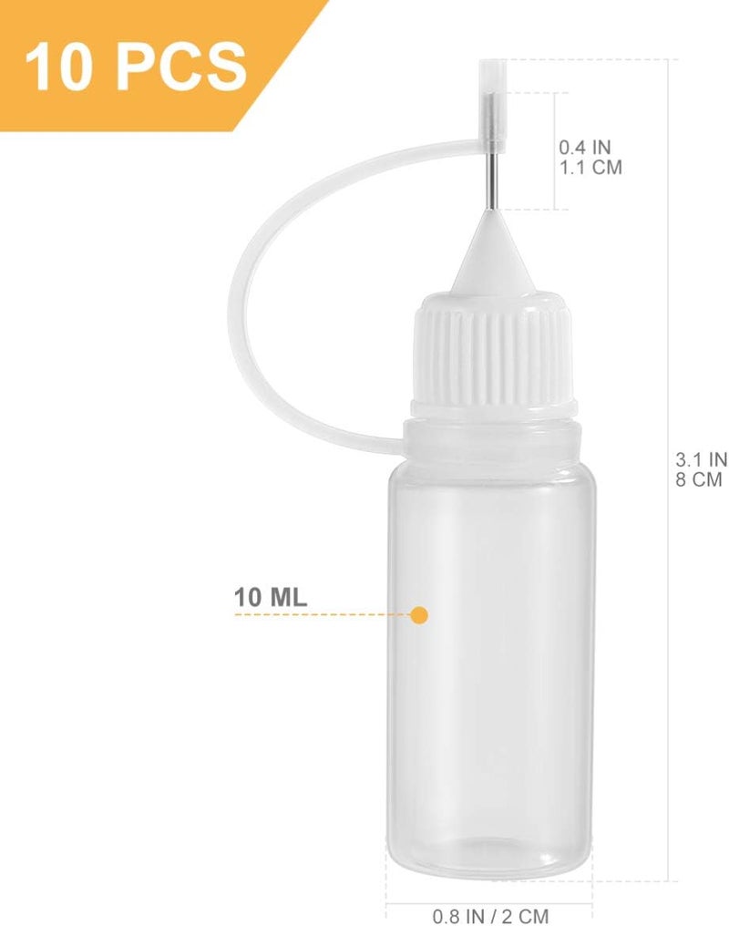 klarako 10 Pcs Needle Tip Glue Bottles 10ml Precision Refillable Squeeze Tip Applicator Empty Needle Plastic Bottle for DIY Craft - Image 2