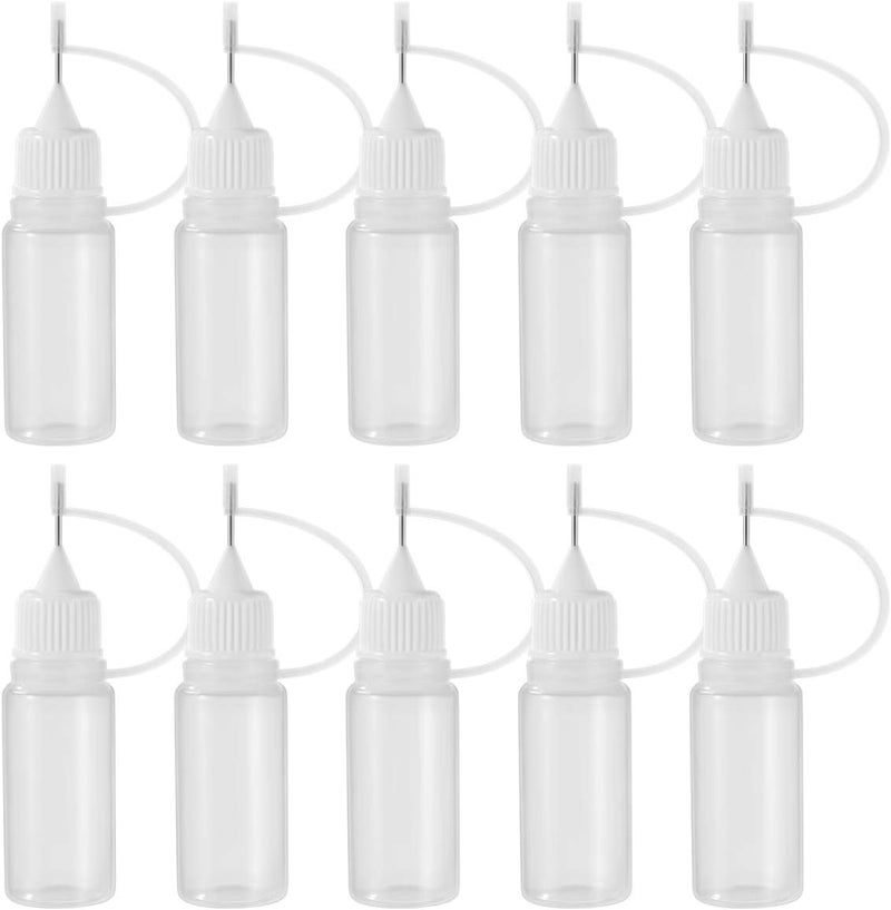 klarako 10 Pcs Needle Tip Glue Bottles 10ml Precision Refillable Squeeze Tip Applicator Empty Needle Plastic Bottle for DIY Craft - Image 1