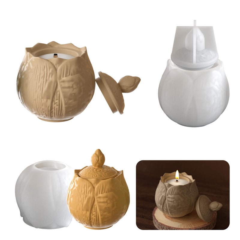 ESEDAGE Lotus Jar Bottle Mold - Resin Casting Silicone Molds for Home Decor & Candle Making Wave Spiral Mold - Image 3