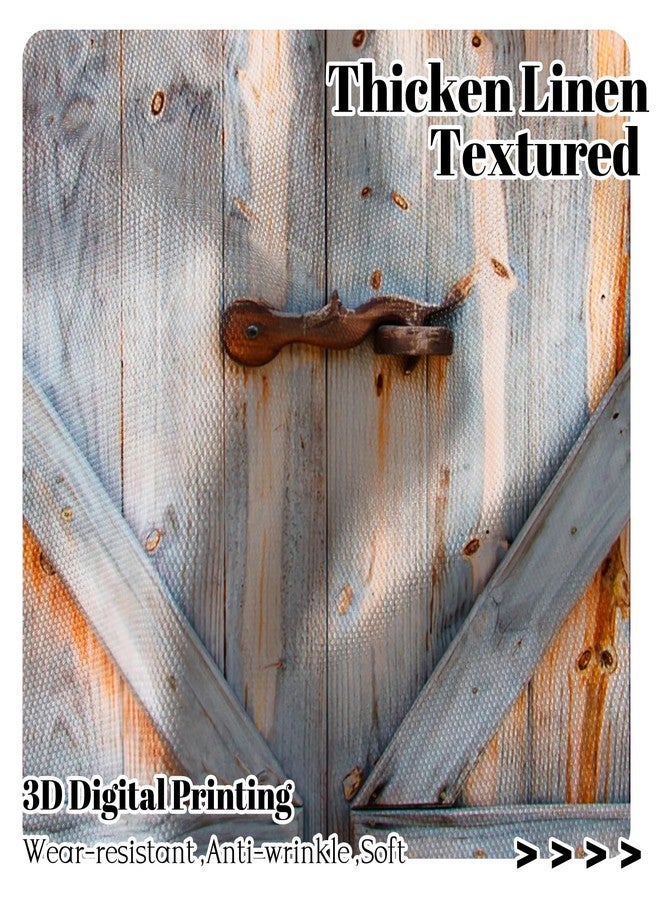Renaiss 26 x 36 Inch Barn Door Cafe Small Curtains for Half Windows Wooden Door Kitchen Bathroom Rod Pocket Short Curtain Rustic Country Farmhouse Curtains Window Treatment Drapes Linen 2 Panel - Image 3