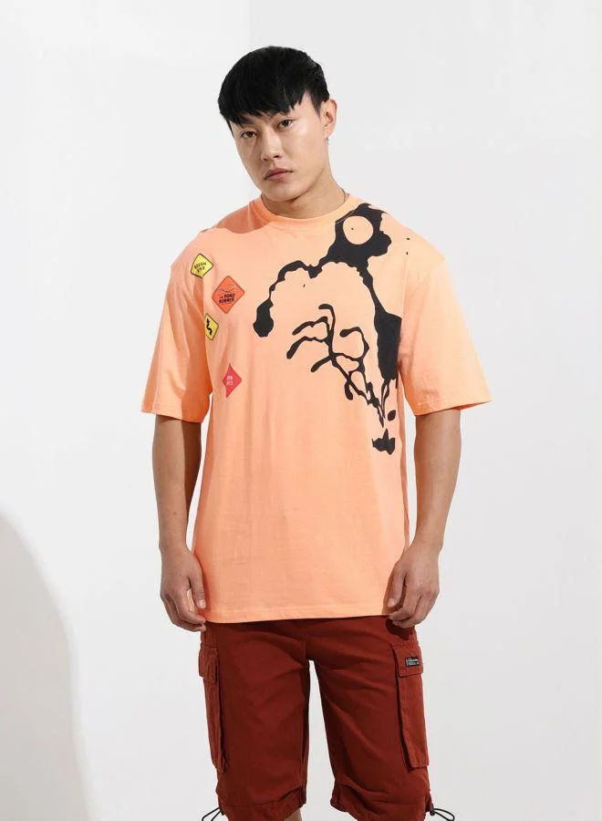 ذا انديان كراج كو Men Boxy Fit Looney Tunes Printed Crew Neck Half Sleeves T-Shirt