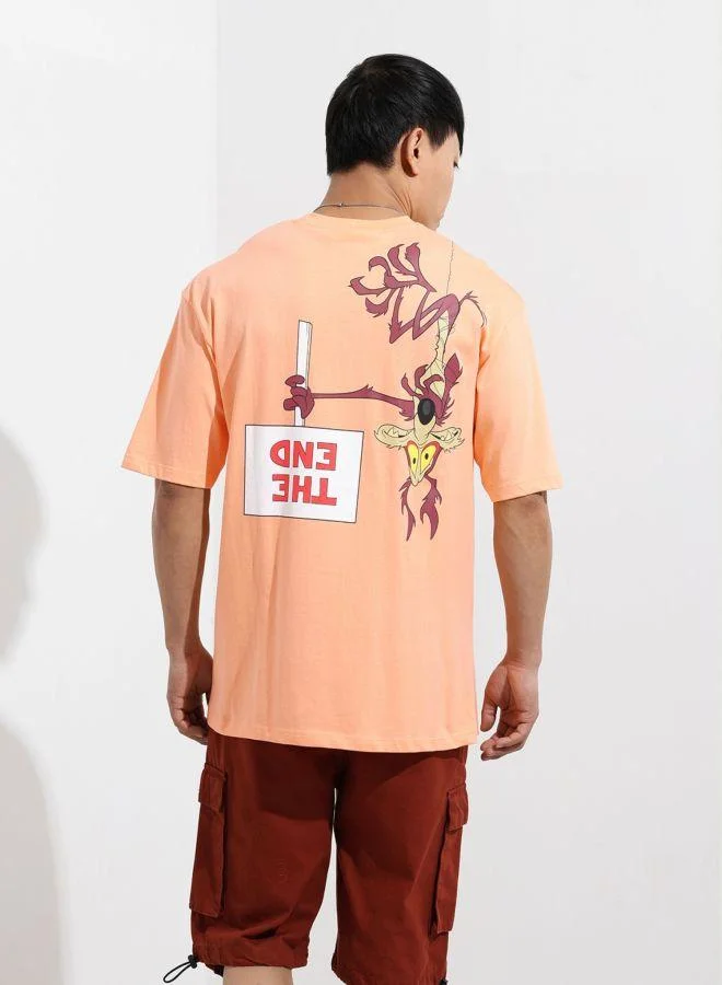 ذا انديان كراج كو Men Boxy Fit Looney Tunes Printed Crew Neck Half Sleeves T-Shirt
