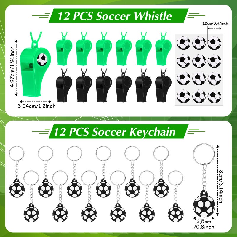 Aoriher 108 Pcs Soccer Party Favors Set Soccer Party Themed Goodie Bag Fillers Mini Soccer Balls Whistle Silicone Bracelet Tattoo Sticker Temporary Keychain for Sport Party Supplies - Image 3