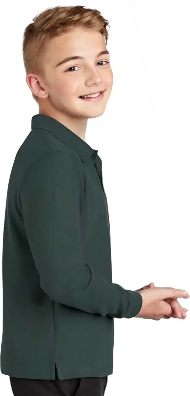 تيزجيلسين 3-Piece Boy Long Sleeve Cotton Polo Neck T-Shirt Daily and School Uniform School T-Shirt