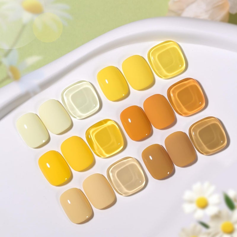 GAOY Pastel Yellow Spring Gel Nail Polish Set, 6 Colors Orange Soak Off UV Light Cure Gel Polish Kit for Salon and Nail Art DIY at Home - Image 2