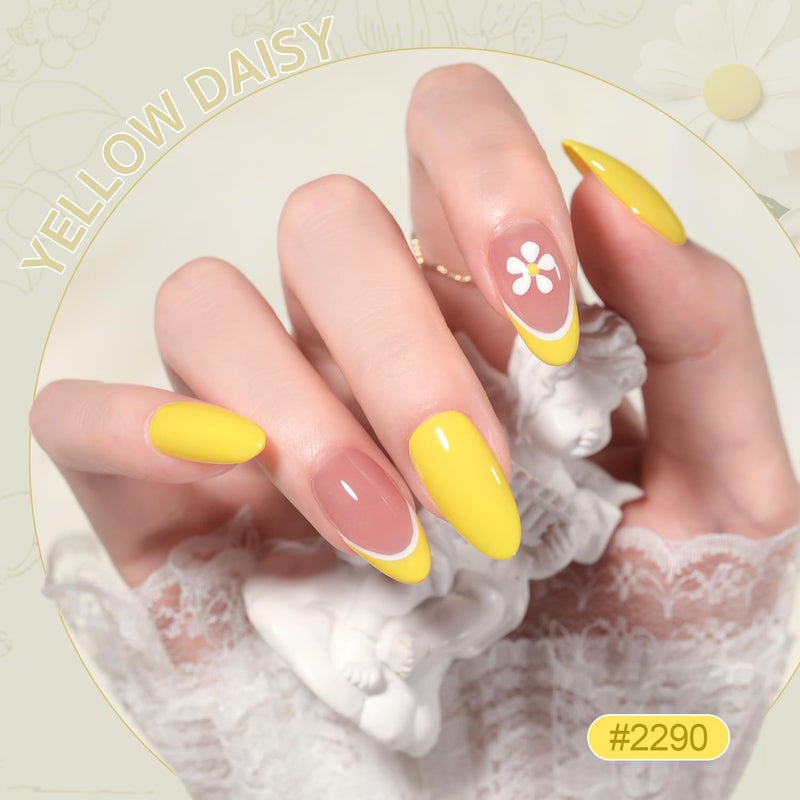 GAOY Pastel Yellow Spring Gel Nail Polish Set, 6 Colors Orange Soak Off UV Light Cure Gel Polish Kit for Salon and Nail Art DIY at Home - Image 3