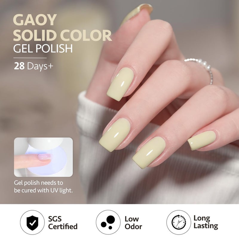 GAOY Pastel Yellow Spring Gel Nail Polish Set, 6 Colors Orange Soak Off UV Light Cure Gel Polish Kit for Salon and Nail Art DIY at Home - Image 5