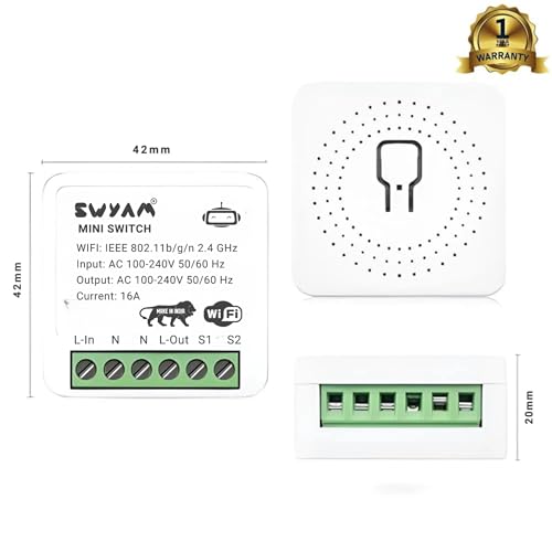 SWYAM Mini 2-Way WiFi Smart Switch, Made In India (1 Year Warranty), Electrical Safety, No Hub Required, Supports Alexa & Google, 16A Load - Image 5
