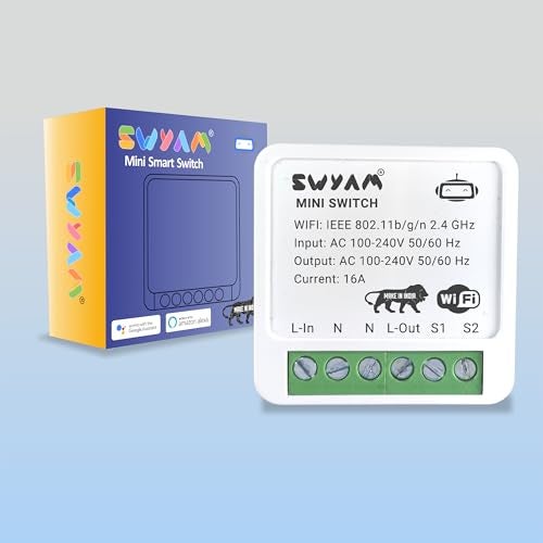 SWYAM Mini 2-Way WiFi Smart Switch, Made In India (1 Year Warranty), Electrical Safety, No Hub Required, Supports Alexa & Google, 16A Load - Image 1