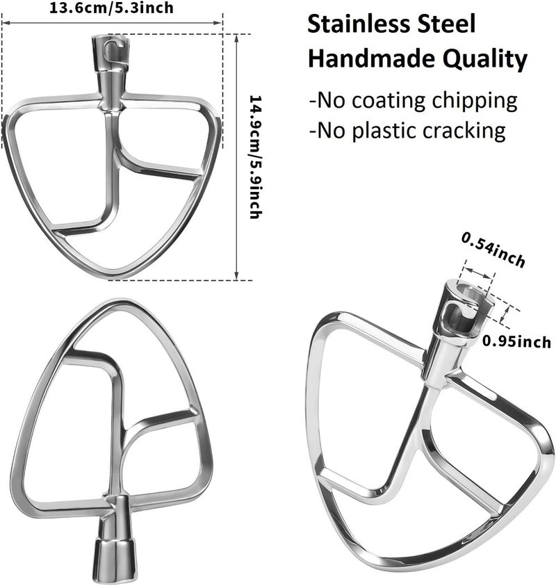 FavorKit Stainless Steel Flat Beater for KitchenAid Tilt-head & 4.5-5 Qt Mixers,Dishwasher Safe Pastry Mixing Paddle Attachment - Image 2
