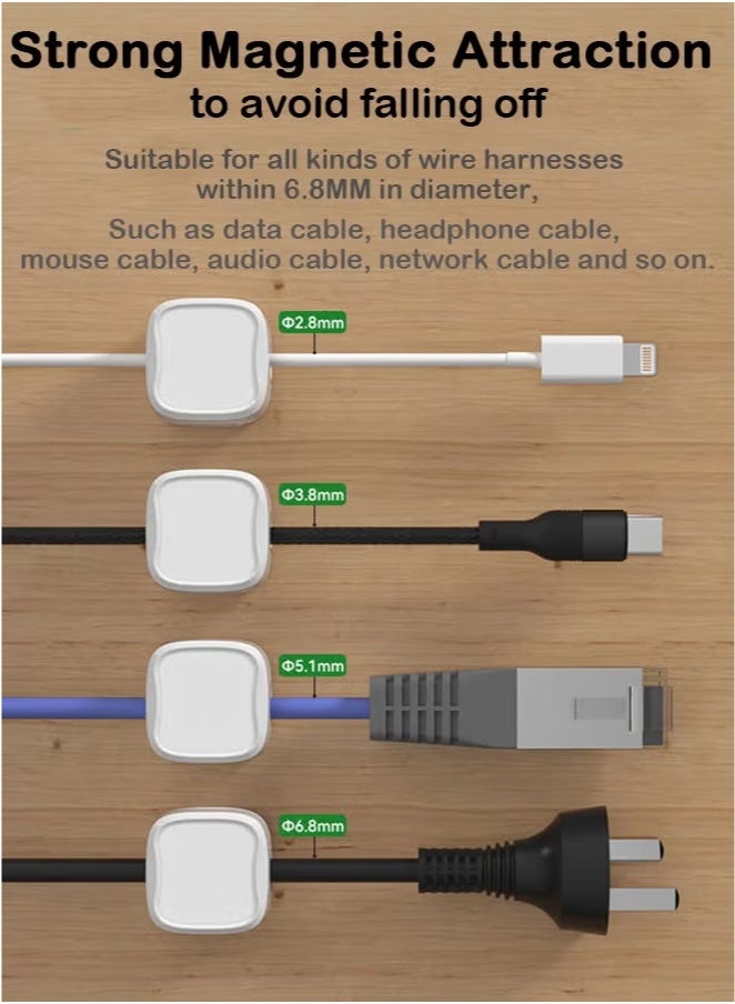 12PCS 2-Color Adhesive Cable Management Clips, Tidy Earphone & Phone Charger Cords, Neat Cable Organizers for Home & Office - Image 4