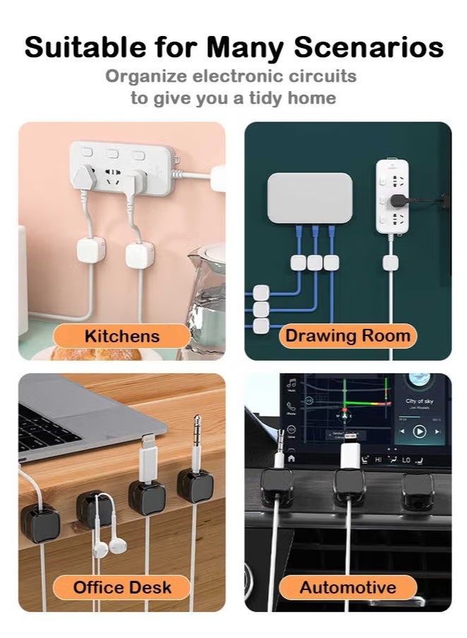 12PCS 2-Color Adhesive Cable Management Clips, Tidy Earphone & Phone Charger Cords, Neat Cable Organizers for Home & Office - Image 5