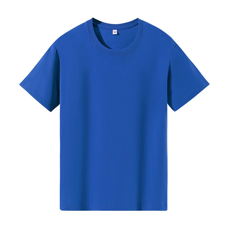 Summer New Style 100 Cotton Round Neck Short-Sleeved T-Shirt for Men and Women, Work Clothes, Team Class Uniforms, Printed Logo Tops Klein blue