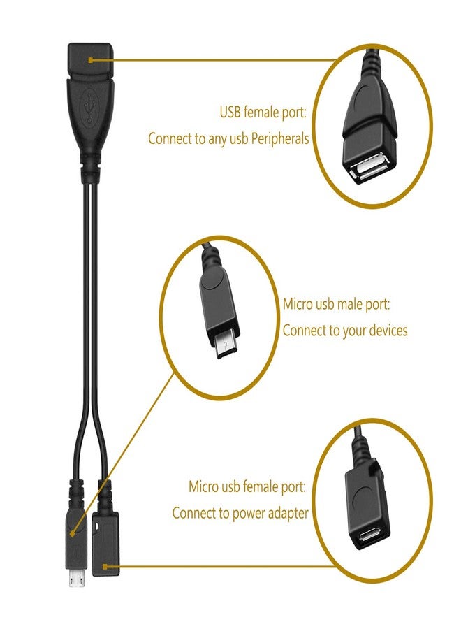 DSYJ DSYJ-D0000101 Micro USB Host OTG Cable with Micro USB Power for Nexus 4 Nexus 7 Galaxy S Iii & Galaxy Nexus 0.65ft 1Pcs Black - Image 2