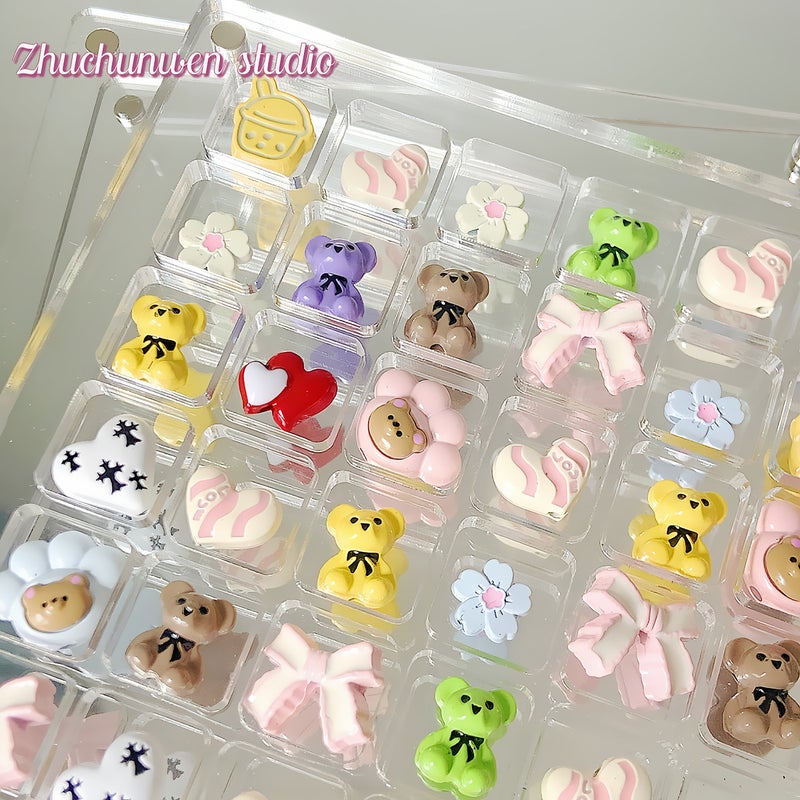 Alloy Love Bow Milk Tea Flower Flower Loose Beads Collection Diy Mobile Phone Chain Jewelry Handmade Beaded Accessories Material - Image 3