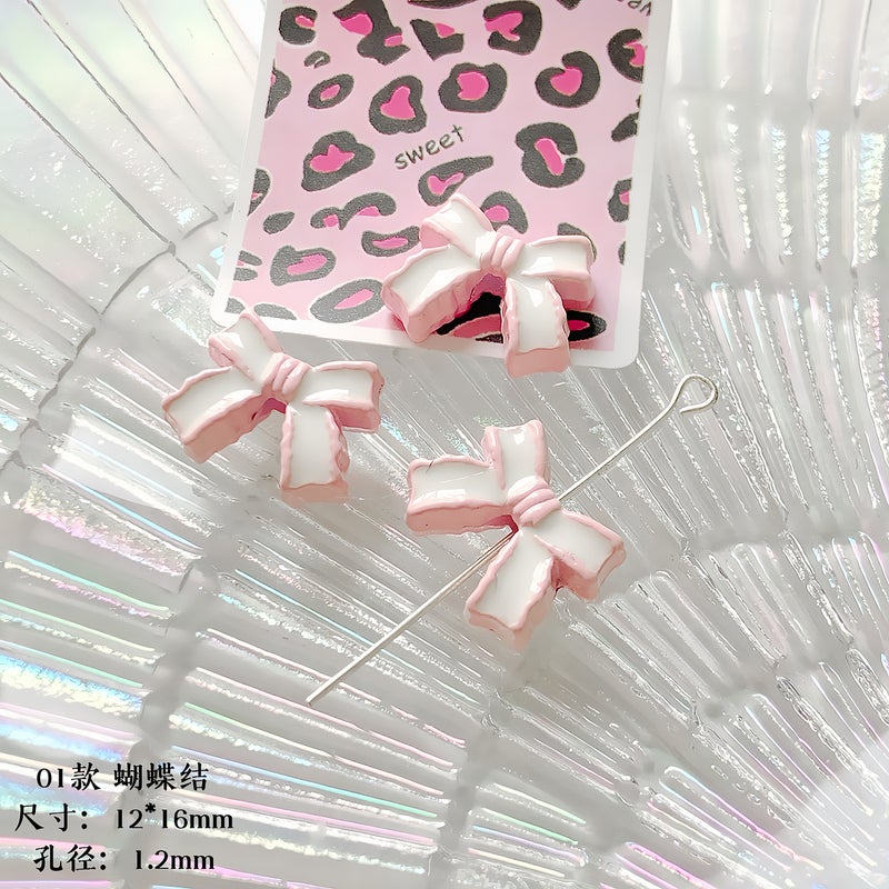Alloy Love Bow Milk Tea Flower Flower Loose Beads Collection Diy Mobile Phone Chain Jewelry Handmade Beaded Accessories Material - Image 1