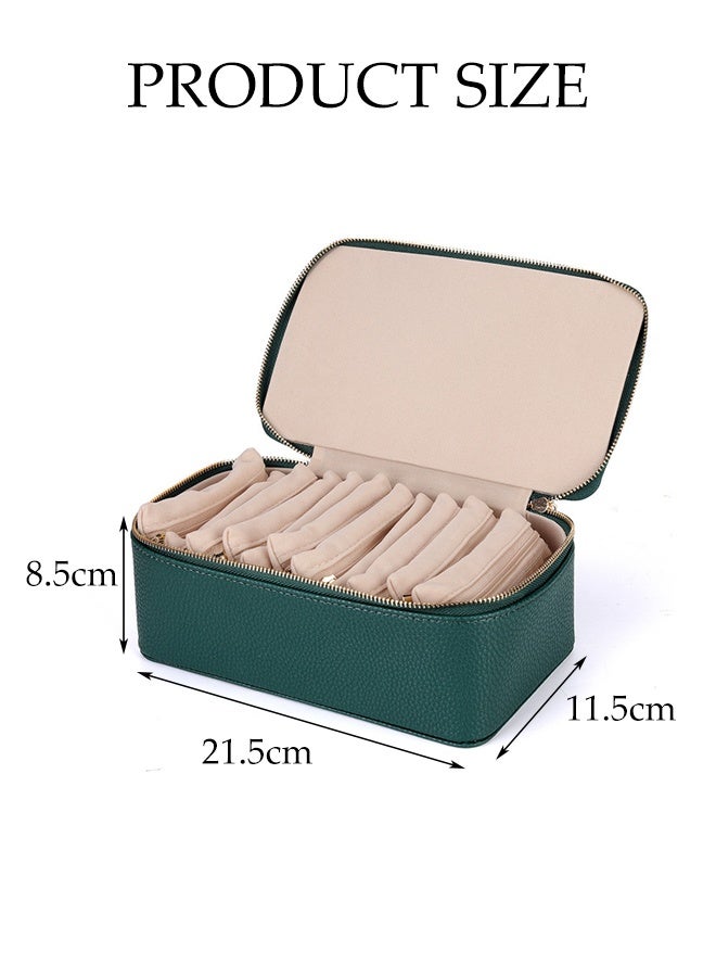 DUNISO Jewelry Box Organzier for Travel,Jewelry Organizer with 12 Pcs Velvet Jewelry Bags,Travel Leather Jewelry Case,Anti-Fouling and Anti-Dust,Suitable for Storing Necklaces, Bracelets, Earrings, Rings,21.5*11.5*8.5cm - Image 2