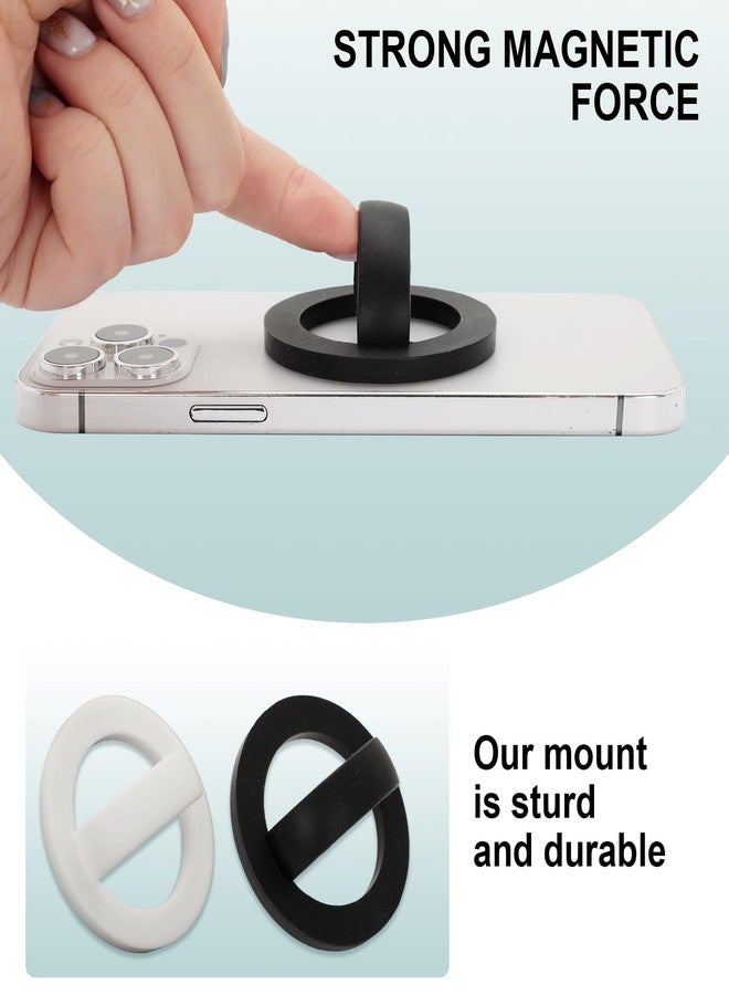 Bnapott 2pcs Silicone Ring Grip Phone Holder, Soft Finger Loop for MagSafe iPhones, White & Black, 360° Rotating - Image 2