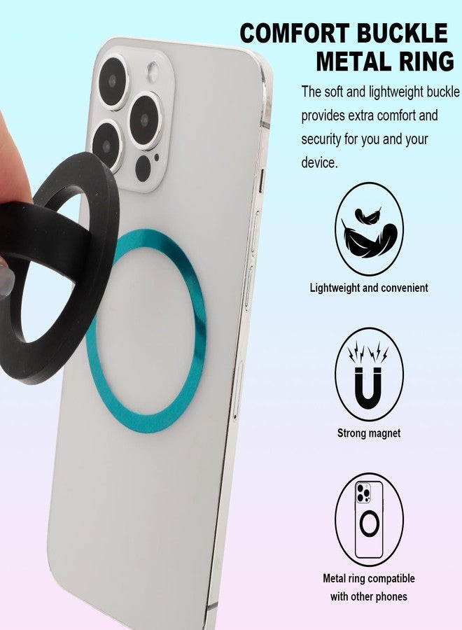 Bnapott 2pcs Silicone Ring Grip Phone Holder, Soft Finger Loop for MagSafe iPhones, White & Black, 360° Rotating - Image 5
