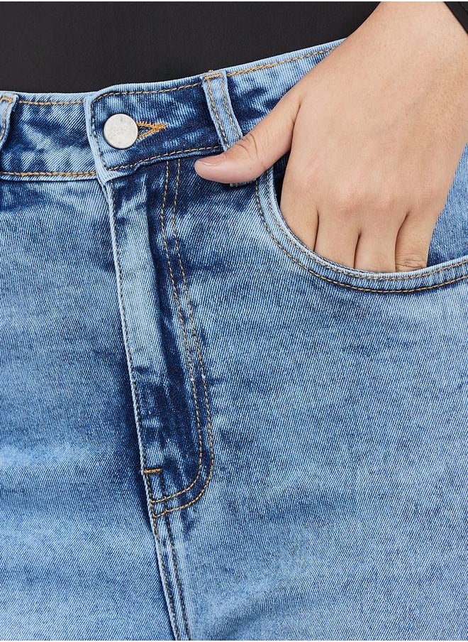 Styli - High Rise Straight Fit Ankle Length Jeans - Image 1