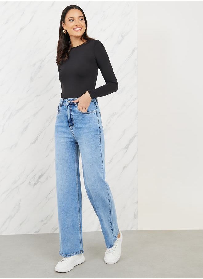 Styli - High Rise Straight Fit Ankle Length Jeans - Image 1