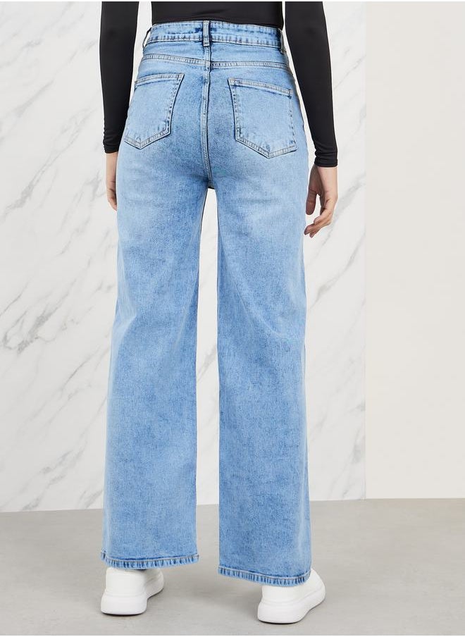 Styli - High Rise Straight Fit Ankle Length Jeans - Image 1