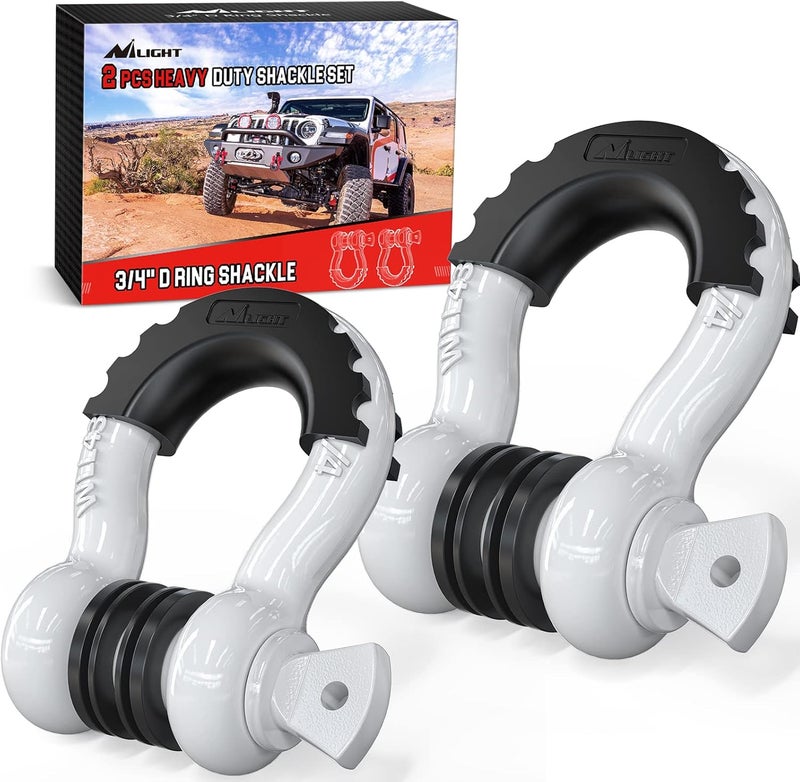 Nilight 2 Pack 3/4" D-Ring Shackle with 7/8" Screw Pin 41,887lbs Break Strength, Heavy Duty Off Road Recovery Shackle with Isolators Washers for Use with Tow Strap, Winch, Off-Road Jeep Truck Vehicle Trendy economical quality - Image 1