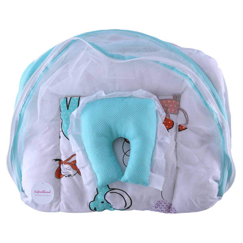Infantbond Baby Folding Digital Print Mattress with Mosquito Net06 MonthsSize L32Inchs B19Inchs Sea Green - Image 4